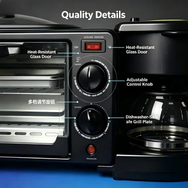 Multifunctional 3-in-1 breakfast maker, sandwich bread oven, coffee maker, baking tray