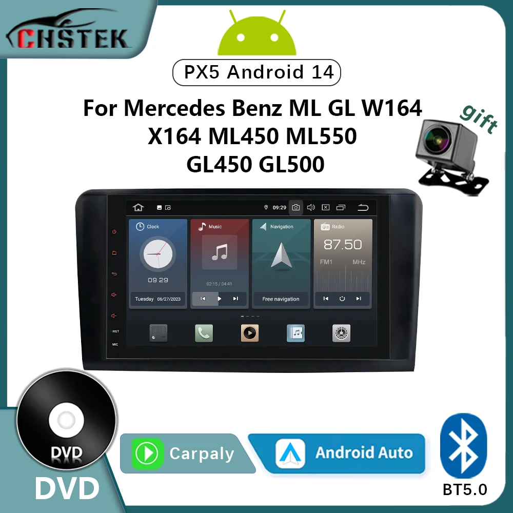 CHSTEK Android 14 Car Radio Carplay Audio For Mercedes Benz ML GL X164 W164 GL450 GL500 ML450 ML550 Navigation Multimedia Player