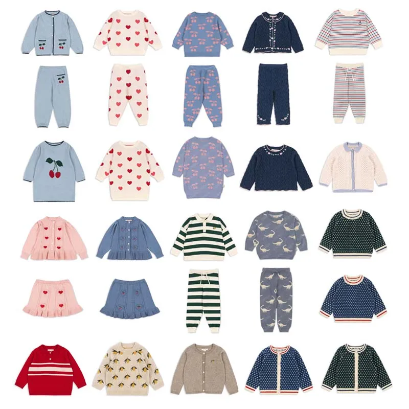 

In Stock 2025 Autumn Winter KS Girls Knitted Cardigan Girls Skirt Boys Polo Shirts Kids Dresses for Girls Boy Pants and Sweaters