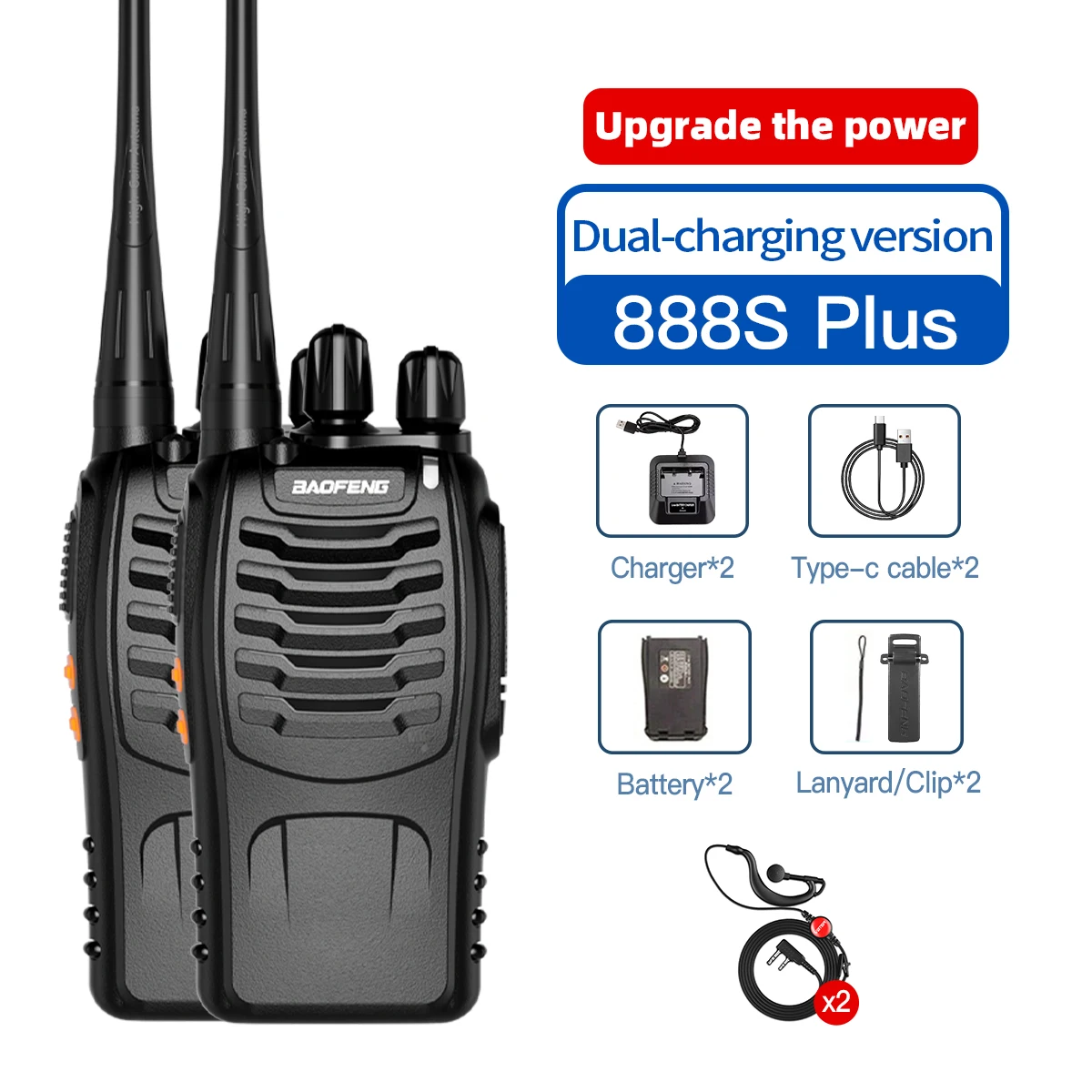 2PCS Baofeng BF-888S plus Originele Handheld walkie-talkie 3-5km Lange Afstand Standby Uhf 400-470Mhz draagbare draadloze Ham CB radio - afbeelding 1