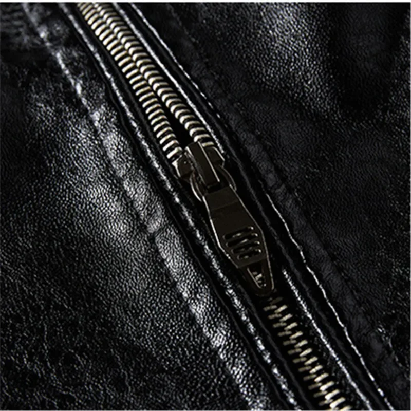 Men\'s Leather Jacket Men\'s Winter Fleece Men\'s Stand Collar Biker Casual Windproof Slim Fit Jacket Fleece Leather Jacket