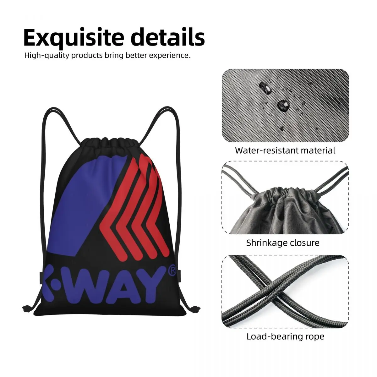 K-Way Multi-funzione portatile borse con coulisse borsa sportiva borsa per libri per viaggiare