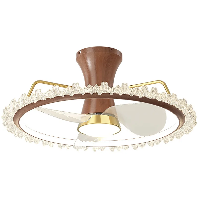 Integrated fan light walnut retro eye protection bedroom dining room study invisible ceiling fan light