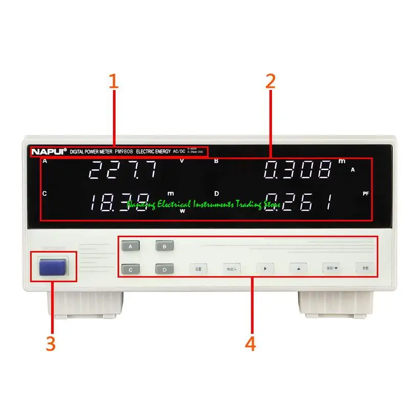 PM9808 AC/DC Voltage Current Power Grade VI Energy Efficiency Electrical Power Meter 600V,10A  standby power consumption