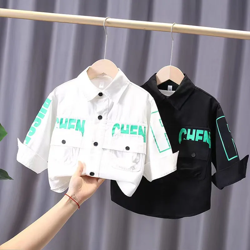 

Children's Spring Shirt 2023 New Boys Korean Long Sleeve Top Handsome Casual Boys Baby Clothing Kids Outfits