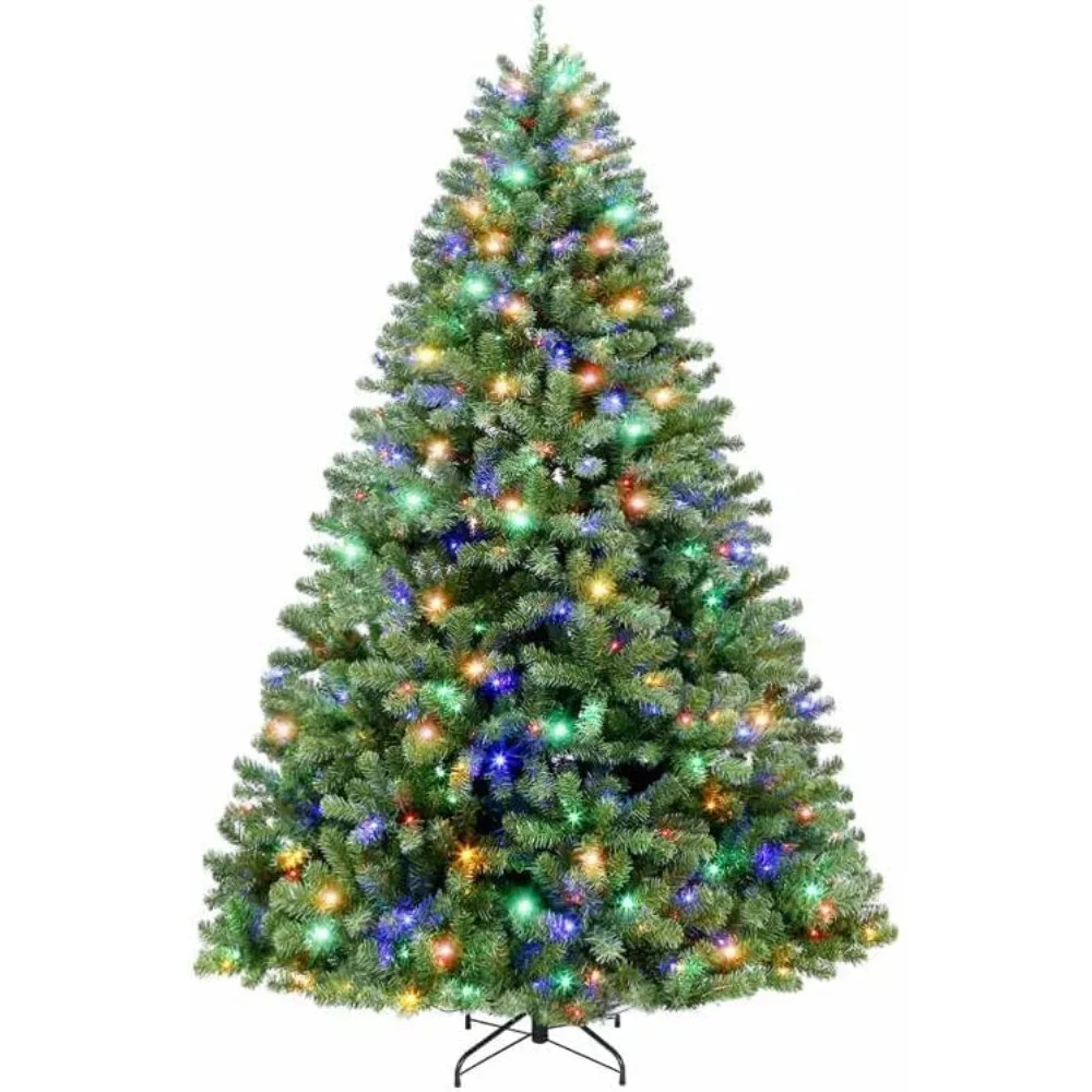 

9 ft Pre-lit Christmas Tree with 600 Color Changing LED Lights, 2100 Branch Tips, Metal Stand and Hinged Branches,10 Color Modes