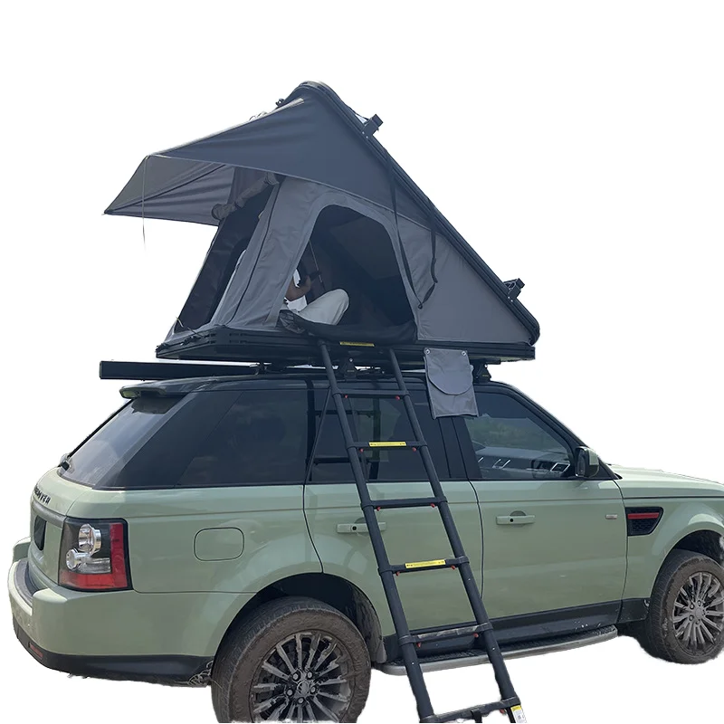 

Aluminum Shell Hard Top Roof Tent Camper Car Rear Triangle Luxury Waterproof Oxford Four-season Double Layer One Bedroom Stairs