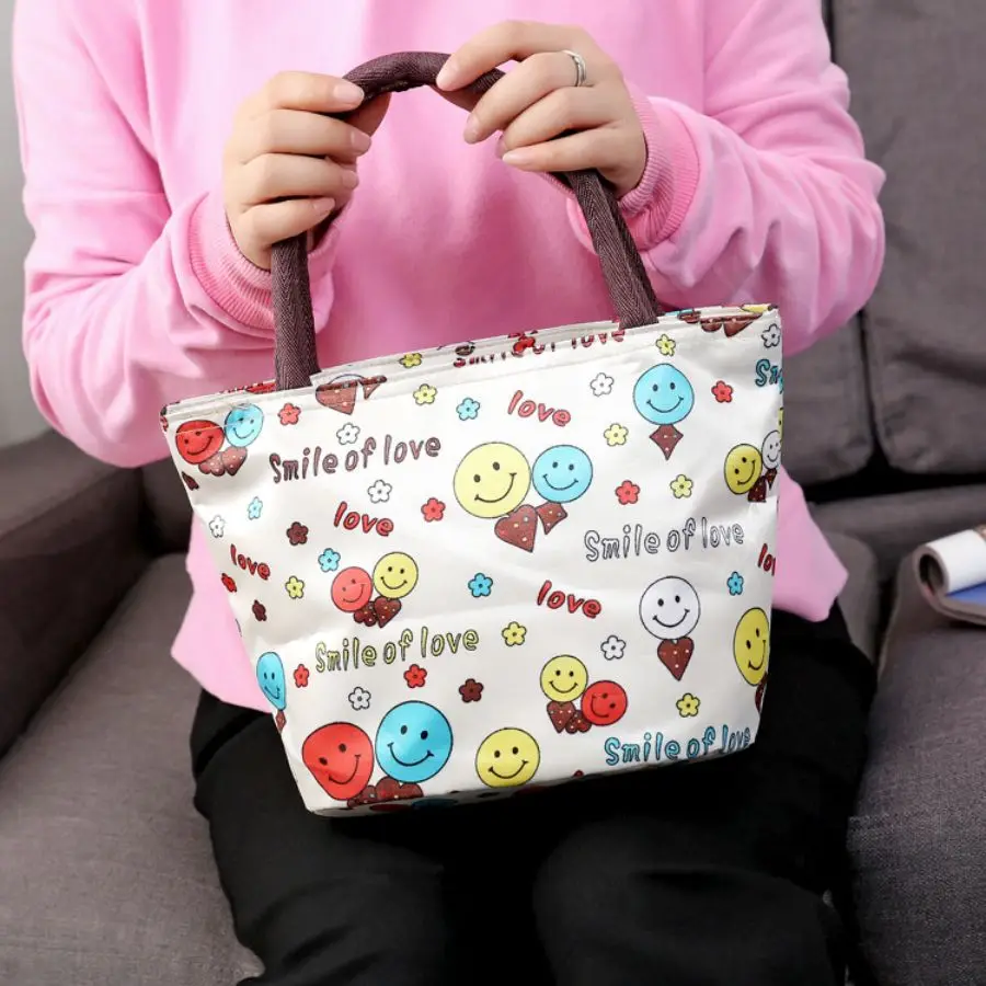 Women's Handbag Bento Bag Bottom Thickened Shaped Lunch Box Bag Handbag Printed Canvas Small Bag Mommy Bag Wholesale