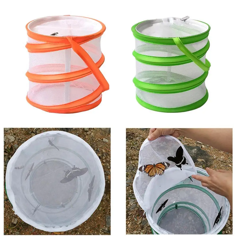 

Портативная клетка для насекомых, аксессуары, цветная и стильная клетка с крышкой, сетчатое ведро на молнии, отправленная случайная сетка, бытовая бабочка