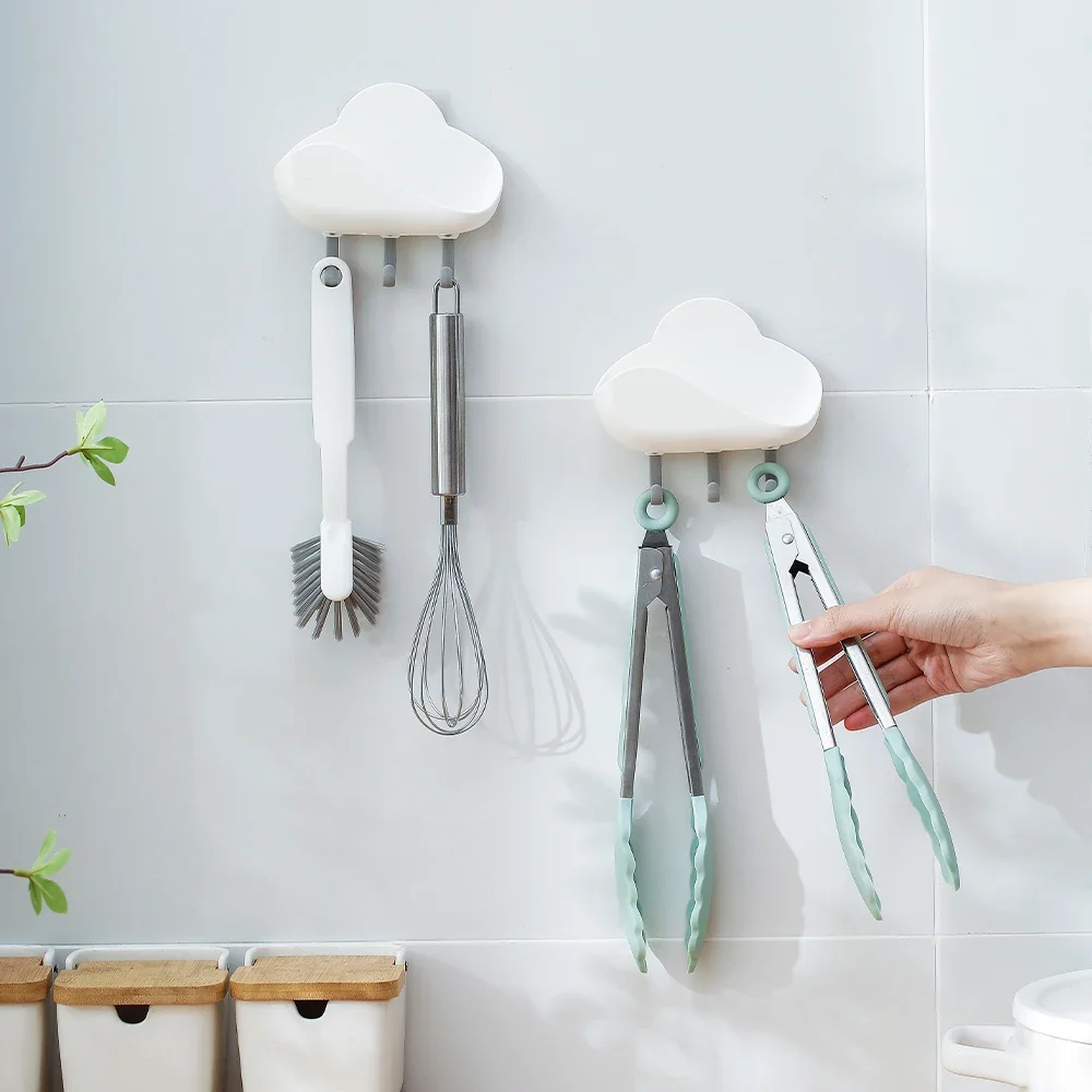 FaSoLa ABS Clouds Shape Bathroom Kitchen Storage Hook Housekeeper on Wall Door Hanging Hooks Key Holder Hanger