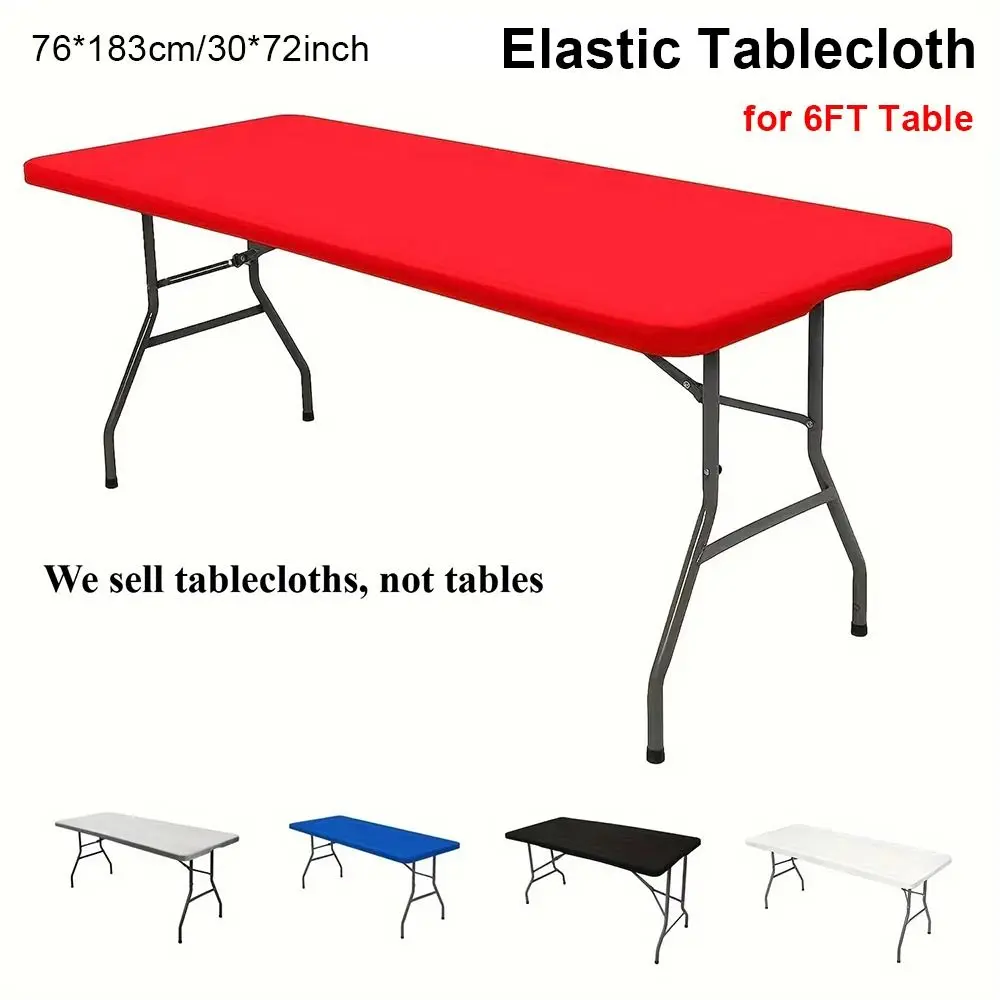 1Pcs Spandex Rectangular Tablecloth Stretch 6FT Table Cloth Wrinkle Resistant Elastic Fitted Patio Table Cover