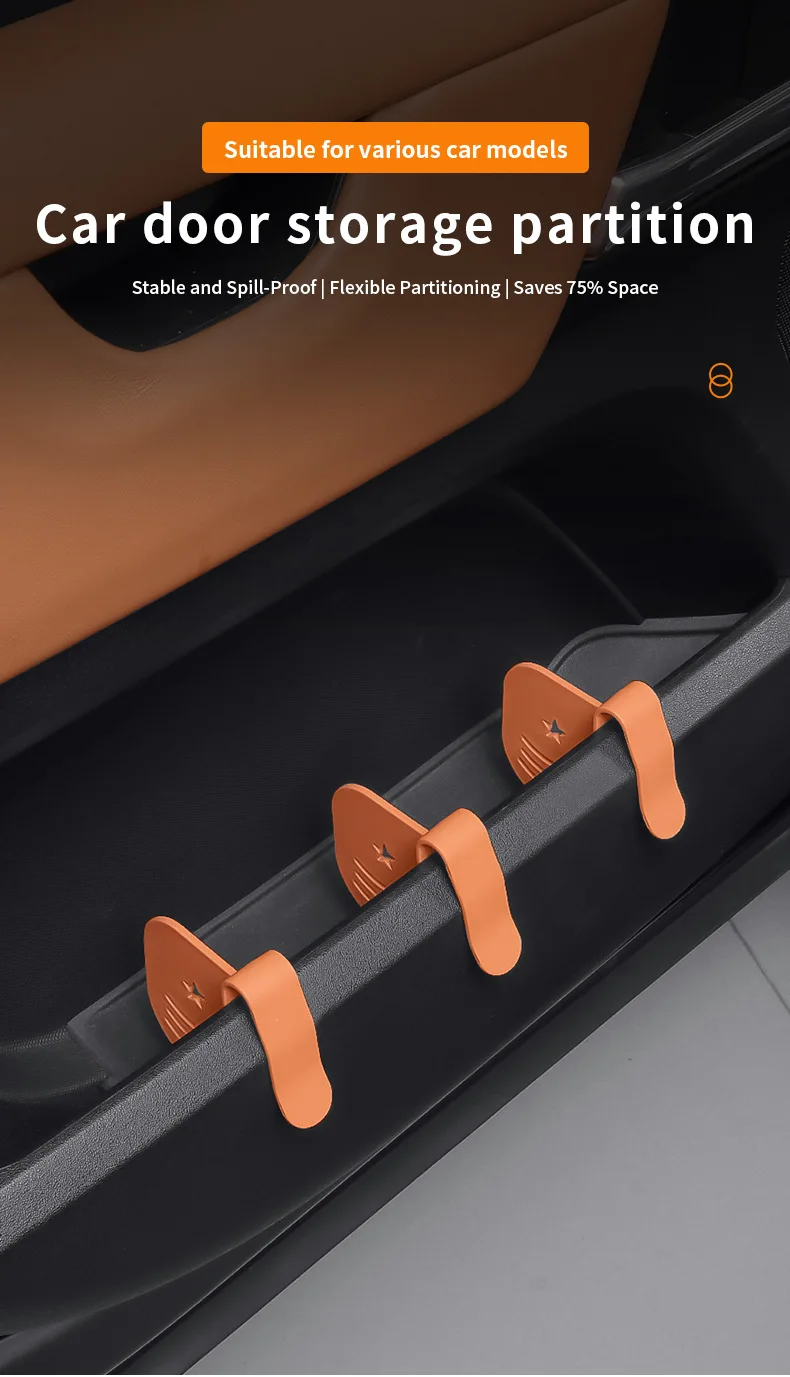 SEAMETAL 3-teilige Auto-Aufbewahrungsbox, Verstellbare Türaufbewahrungsteiler, Kfz-Organizer-Zubehör – Detail 1