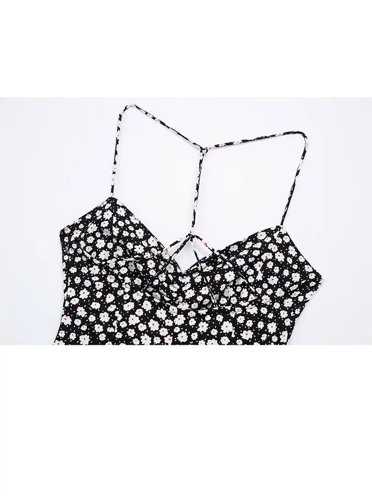 Hh 2024 mulheres verão sexy floral oco para fora vestidos sem mangas feminino dobras moda rendas até casual tornozelo comprimento vestido mujer