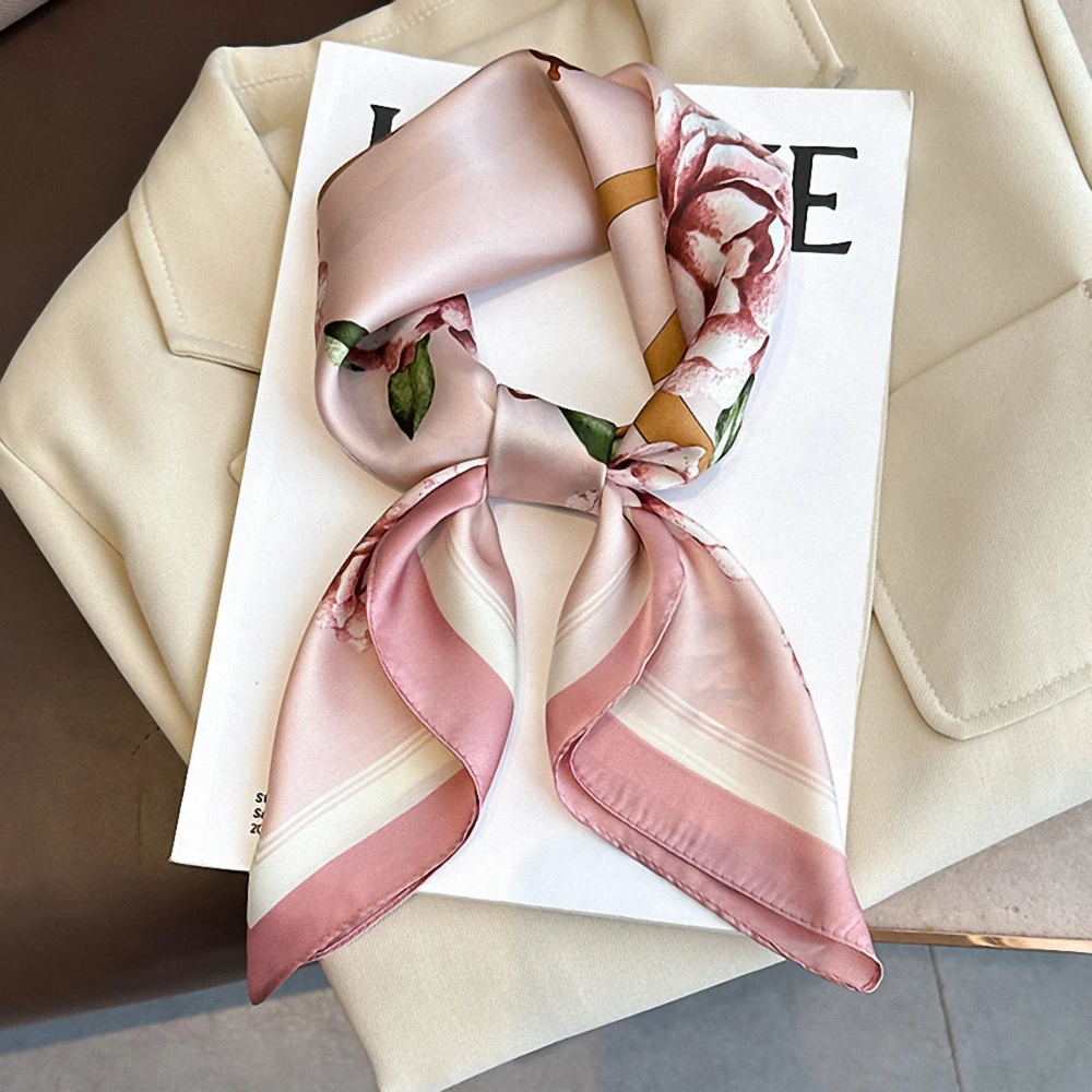 Horse Print Skinny Silk Neckerchief Luxury Design Square Scarf for Women Soft Satin Scarves Bag Ribbon Female Foulard Hairband
