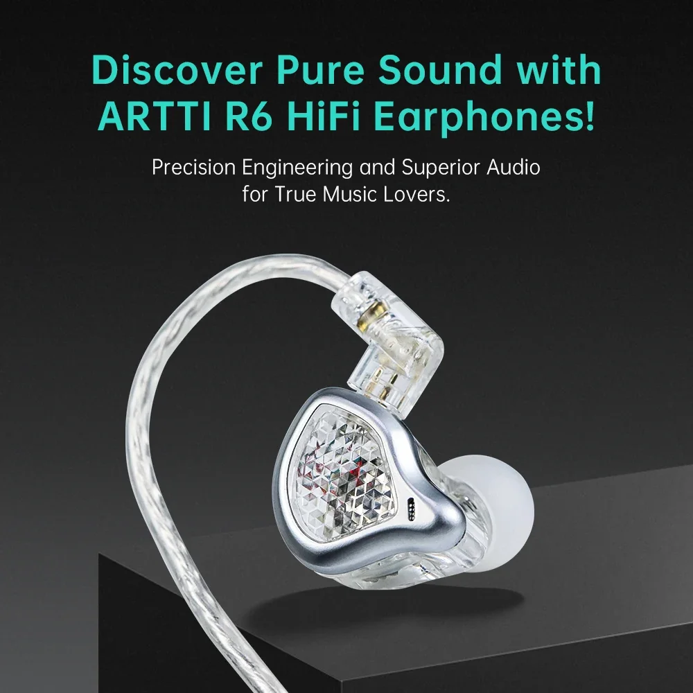 Внутриканальные Hi-Fi наушники ARTTI R6, проводные наушники с монитором и одним динамическим драйвером, штекер 3,5 мм/Type-C с микрофонным кабелем