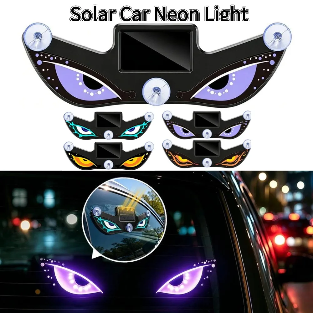 Dynamic Devil Eyes Light Solar Powered Car Windshield Dynamic Breathing LED Signs Light for Car Truck Window Decor Car Accessory