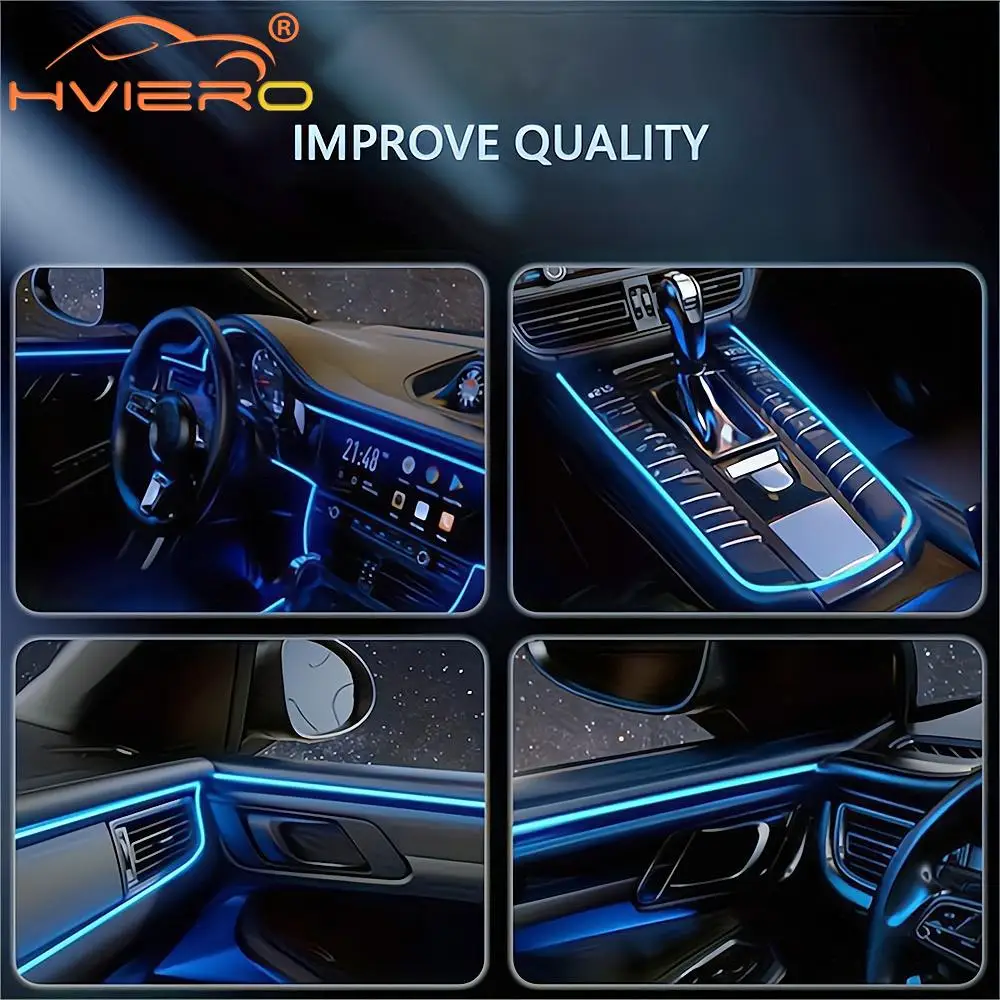 USB Car Led Strip Lights Interior Lights RGB Ambient Lighting Kit Music Sync Function Neon Light Vehicle Accessories Universal