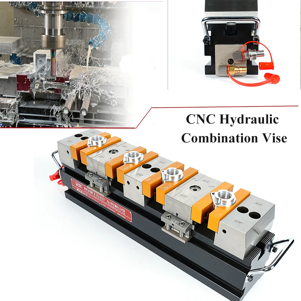 Hydraulic Combination Vise, 4-Station CNC Fixture with Self-Centering, Modular Design for Tooling Fixture ,quick-change Fixture