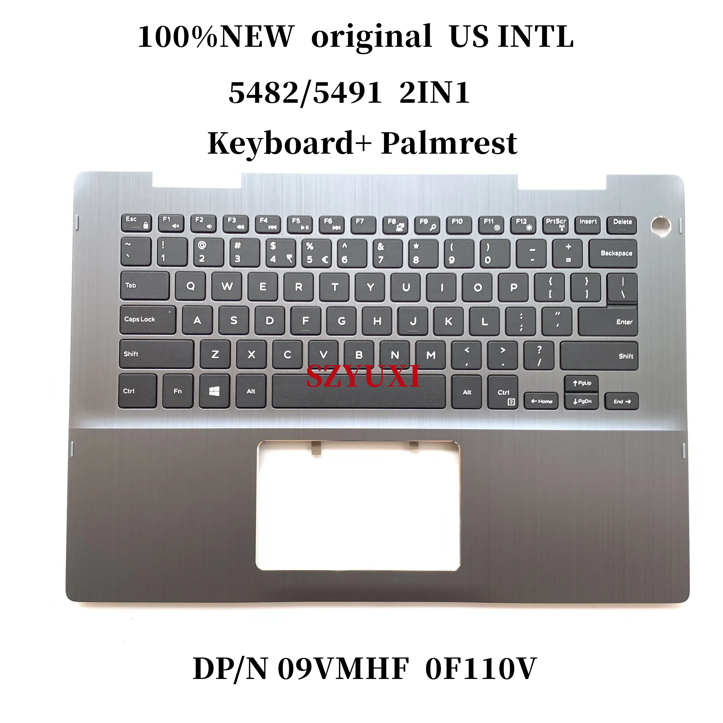 100%new original US INTL gray For Dell Inspiron 14 5482 5491 2-in-1 Laptop Palmrest Keyboard Assembly N-BL F110V 9VMHF