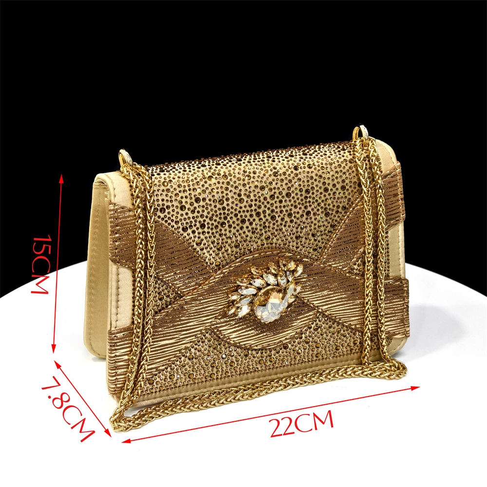 Venus Chan Elegant 2025 كعب ذهبي بمقدمة مفتوحة مع لمسات ماسية - مجموعة مضخات وحقائب إيطالية متطابقة للحفلات #6