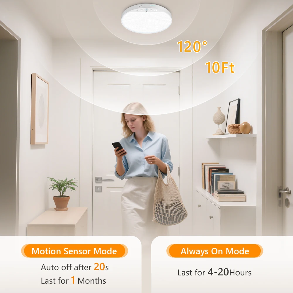 WILLED 8 واط قابلة للشحن محس حركة ضوء السقف مع بطارية 5000 مللي أمبير في الساعة المغناطيسي LED لخزانة المدخل دش المرآب