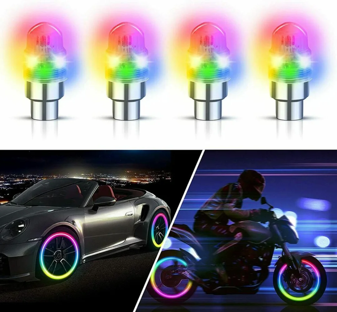 4pcs Car Auto Wheel Tire Tyre Air Valve Stem LED Light Caps Cover Accessories Smart Dual Sense Tire Light wheel light