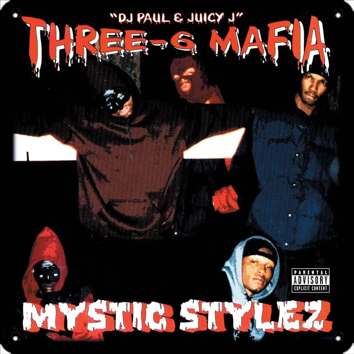 Three 6 Mafia (Mystic Stylez) Album Cover Poster | Retro Musical Metal Signs | Vintage Funny Man Cave Decor Tin Sign for Gift Ho