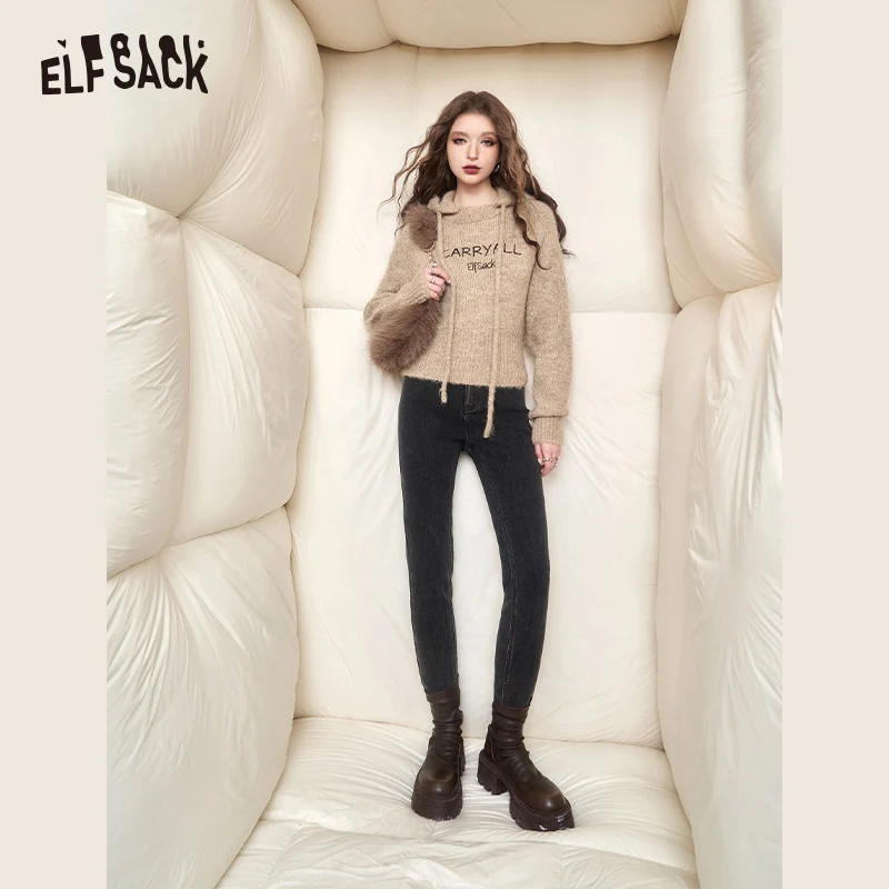 ELFSACK Christmas Hoodies Sweaters Women 2023 Winter New Long Sleeve Designer Knitwears