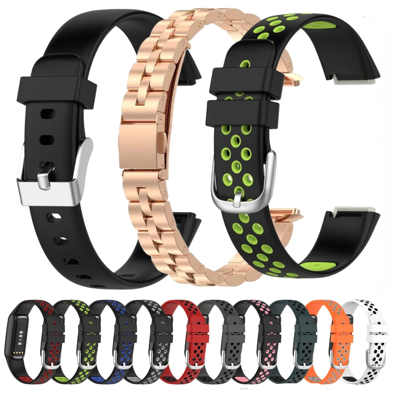 Silicone Strap for Fitbit Luxe Smartwatch Sports Breathable Bracelet Wristband for Luxe Band for Luxe Metal Stainless Steel Belt