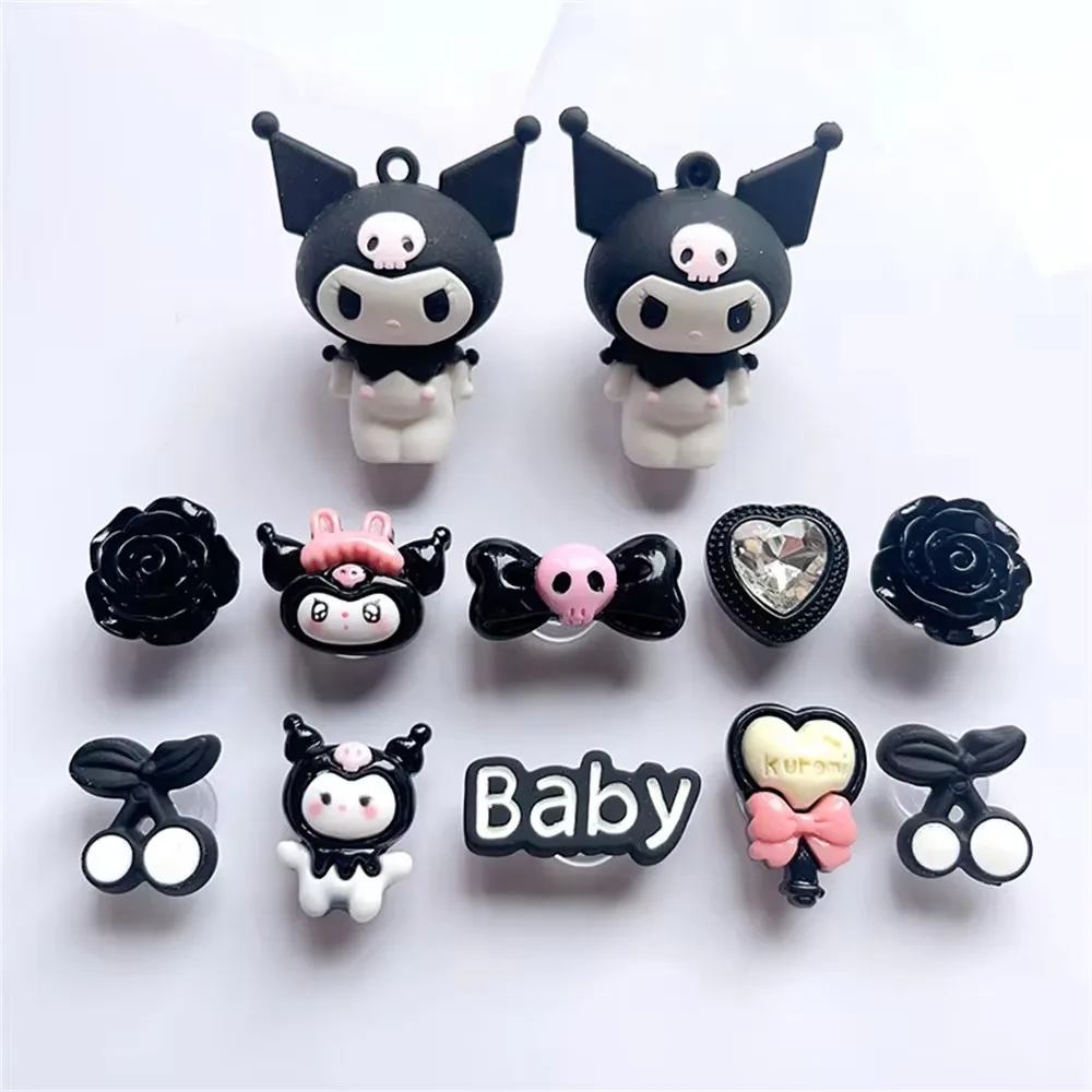 MINISO 3D Set Cartoon Cute Kuromi Yugui Dog Charm Sandals Buckle DIY Detachable Wristband Children\'s Shoe Accessories