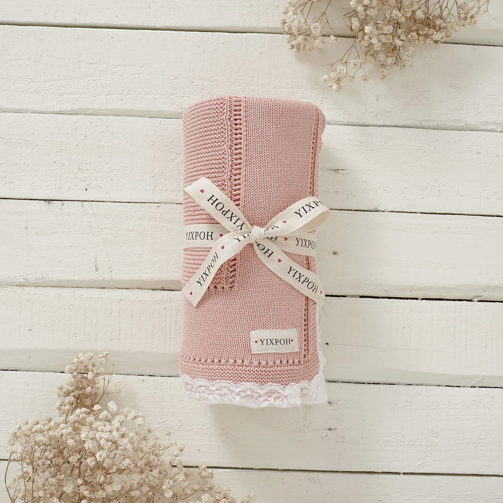 Cotton Baby Blanket Knitted 100*80cm Newborn Infant Toddler Boys Girls Soft Reversible Swaddle Wrap for Stroller Lightweight Mat