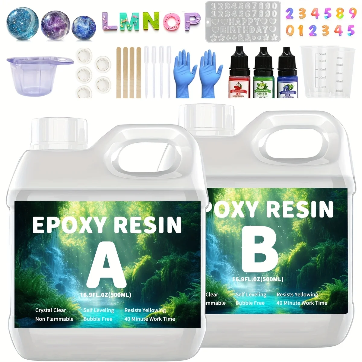 

500ML Fast Curing Epoxy Resin Set Bubble Free Low Odor For Handmade Jewelry Keychain Holiday Gift Projects
