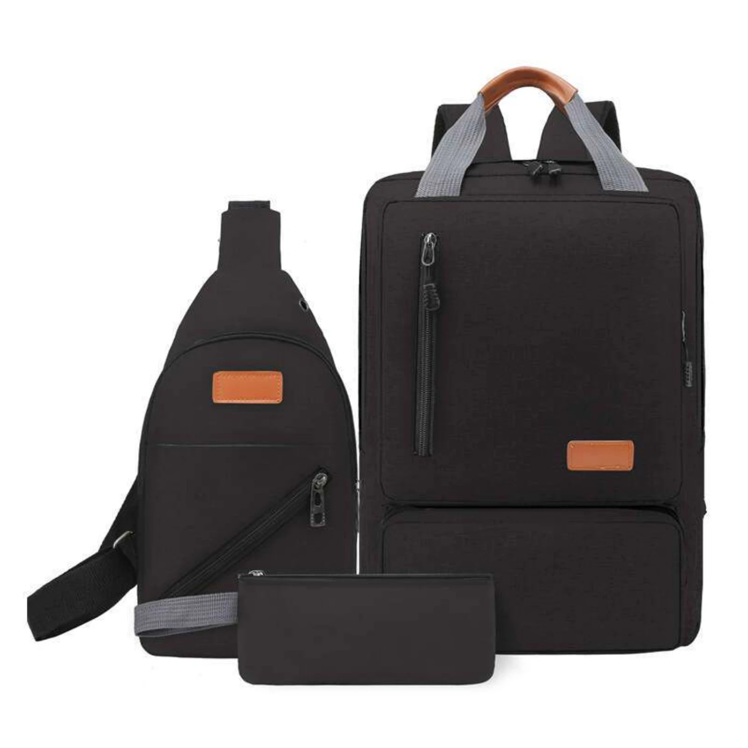 

British Style Three Piece Casual Backpack Set for Men and Women - Ideal for Commuting and Business Use