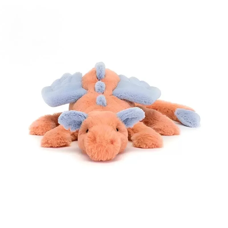 

Мягкая игрушка-дракон Jellycat (Великобритания) цвета хурмы, плюшевая кукла-дракон для детей, мягкий подарок для малышей