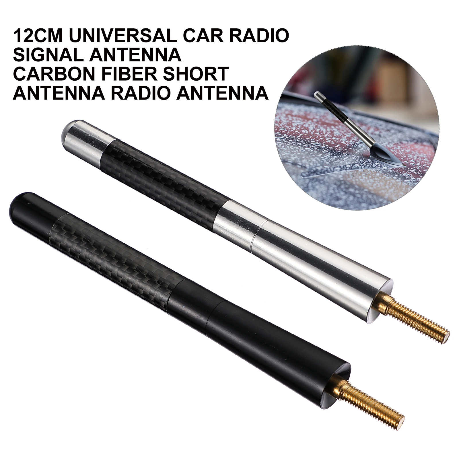 

2 pcs Aluminum Alloy 12cm Carbon Fiber Short Radio Decor Supplies Styling Decor Accessories AM FM Reception