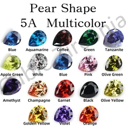 2x3~13x18 AAAAA Pear Shape Tanzanite ,Green,Olive ,Purple,Blue, Pink Cubic Zirconia Stone Loose cz