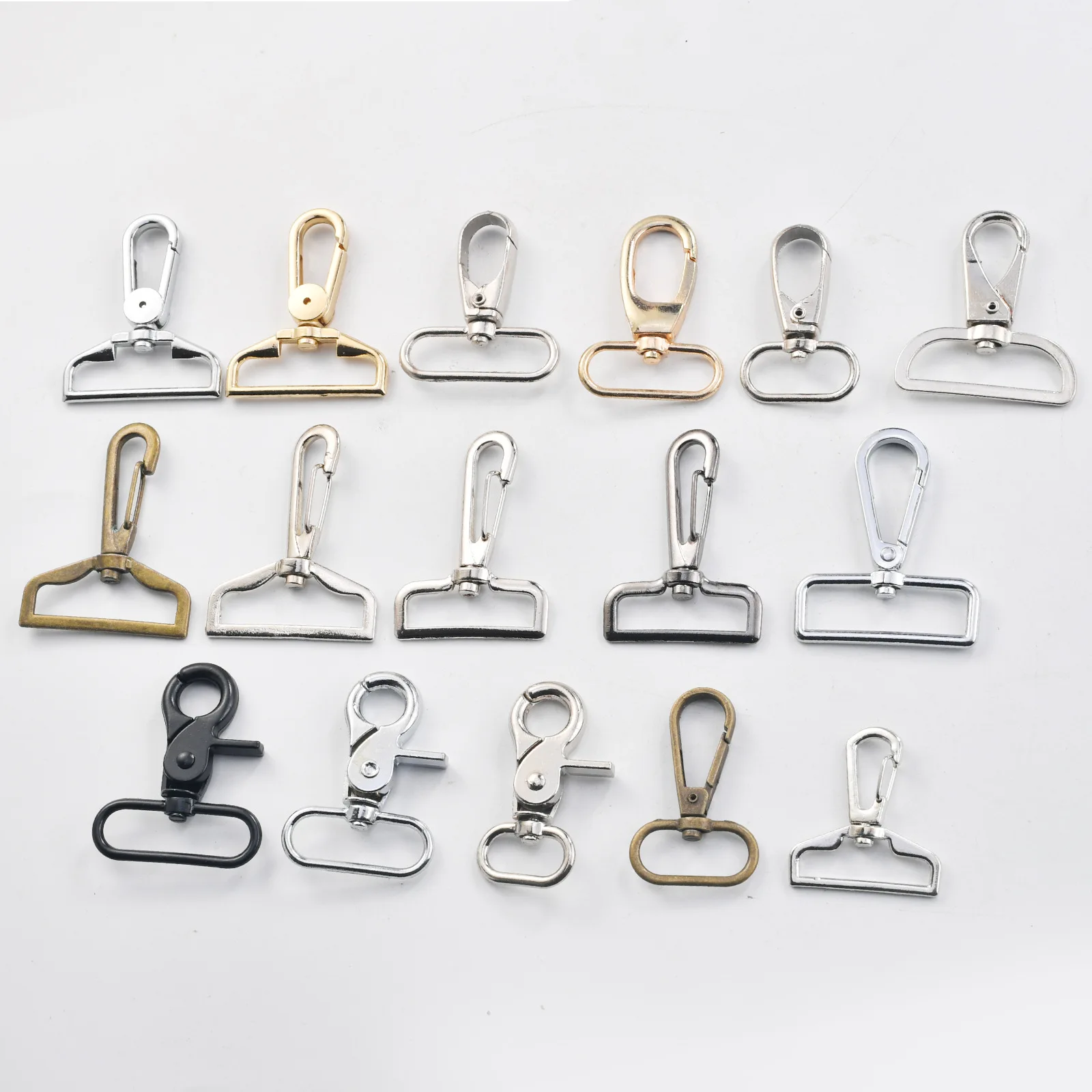 Cross-border hot selling zinc alloy hook buckle fish mouth buckle bag hardware round tail small plate buckle square tail rotatin
