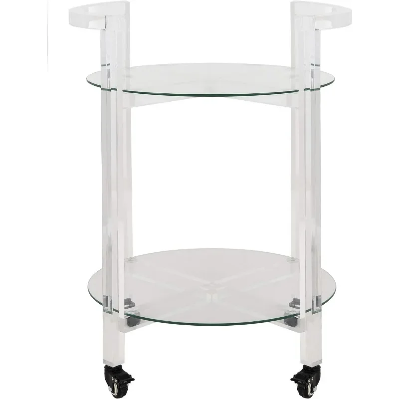 Clear Acrylic Glass Top  Bar Cart with Wheels