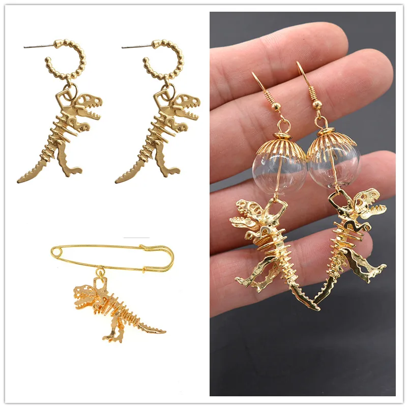 E185 حلق ديناصور معدني ، الأصلية شعبية ديناصور الهيكل العظمي سبيكة إسقاط أقراط شخصية المجوهرات بالجملة #1