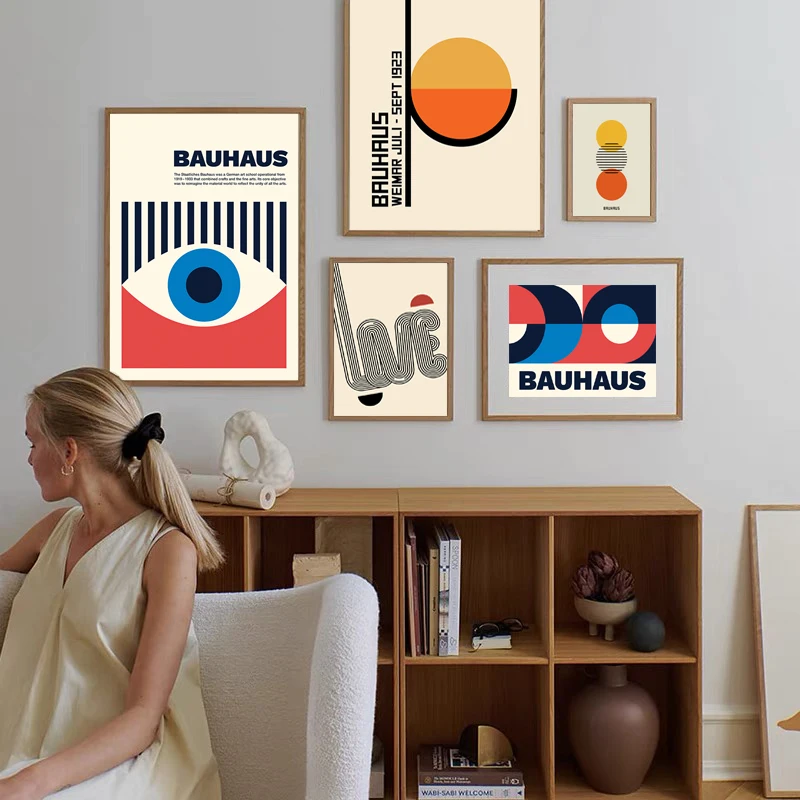 

Modern Bauhaus Exhibition Poster Abstract Lines Geometric Wall Art Decorative Paintings Canvas Posters Prints Living Room Decor