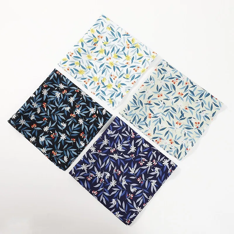 4Pcs 46x46cm 100% Cotton Leaf Flower Printed Ladies Handkerchiefs Women Square Face Towel Bandana Tea Party Favors