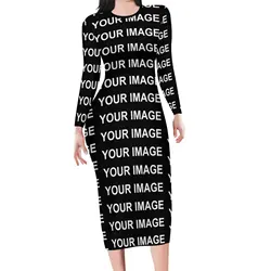 Your Image Customized Bodycon Dress Spring Custom Made Design Cute Dresses Long Sleeve Custom Aesthetic Dress Big Size 4XL 5XL