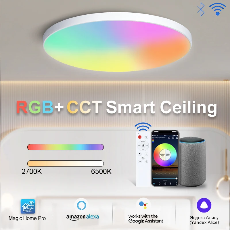 

Smart modern 48W dimmable RGB ceiling light remote control mobile phone control 220V can be used for room living room decoration