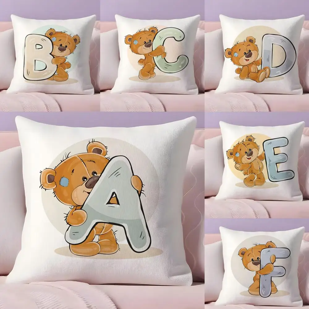 

Милый мультяшный медведь, животное, письмо, чехол для подушки, плюшевая ткань, мягкий двусторонний диван с принтом, теплый зимний домашний подарок, наволочка