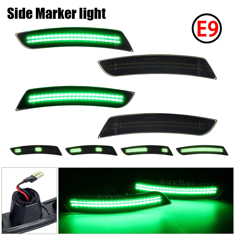 4pcs LED Flashing Side Marker Lights Mirror Turn Signal Lamp Indicator Front Rear Bumper Lights  for Chevy Camaro 2016-2023