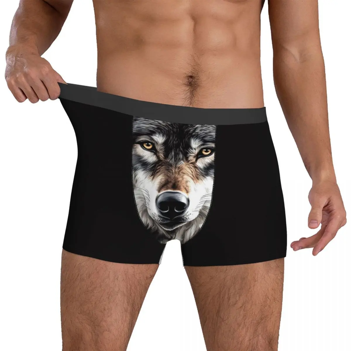 

Wolf Face Shorts Briefs Underwear Quality Men Comfortable Boxershorts Design Large Size Panties