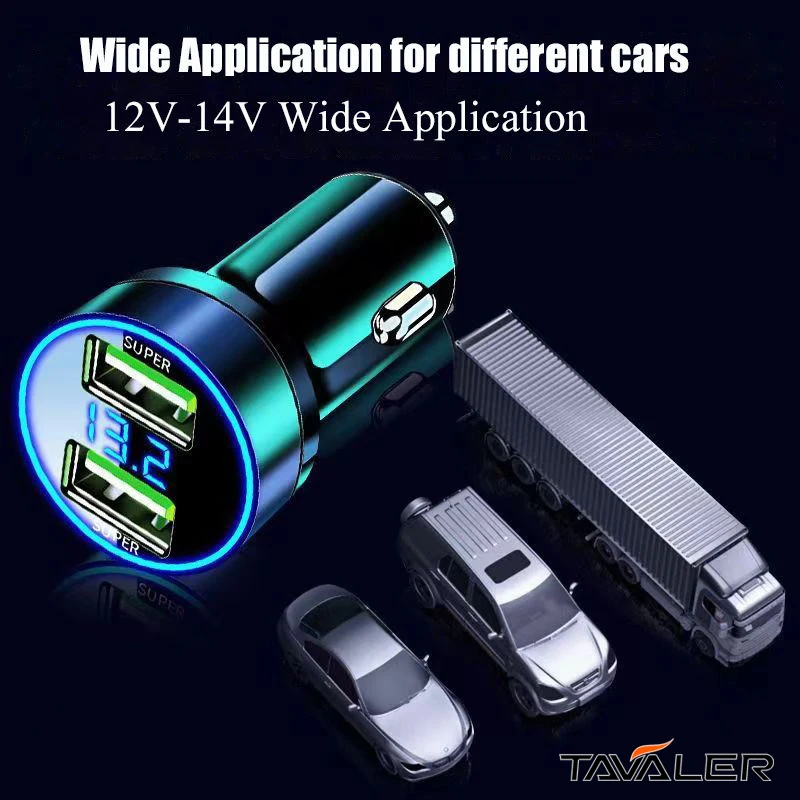 USB PD Auto Charger 120W QC3.0 Phone Charger Fast Charging For iPhone Cigarette Lighter Adapter Pressure measuring Car Charger