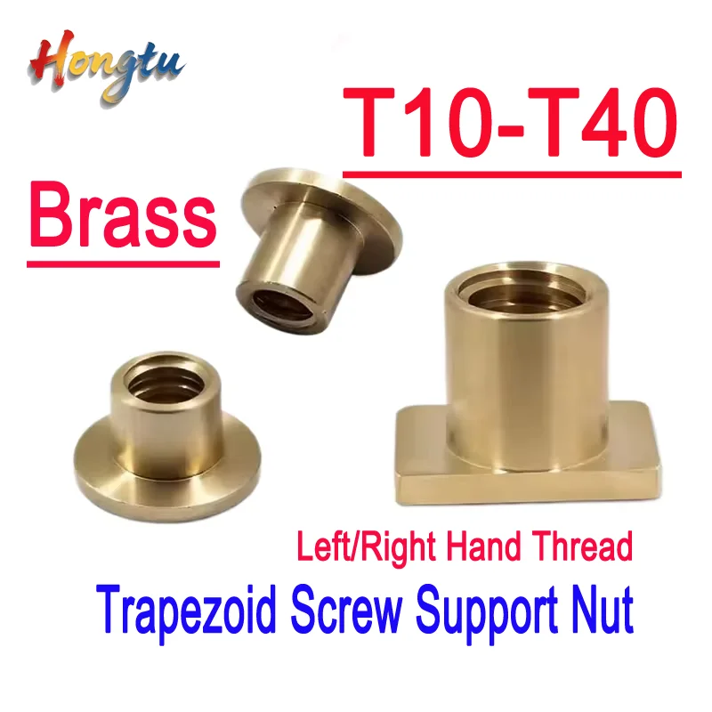 Flanged Brass Nut Double-Cut Locking Square Trapezoidal Nut Trapezoidal Screw Left/Right Hand Thread T10-T40