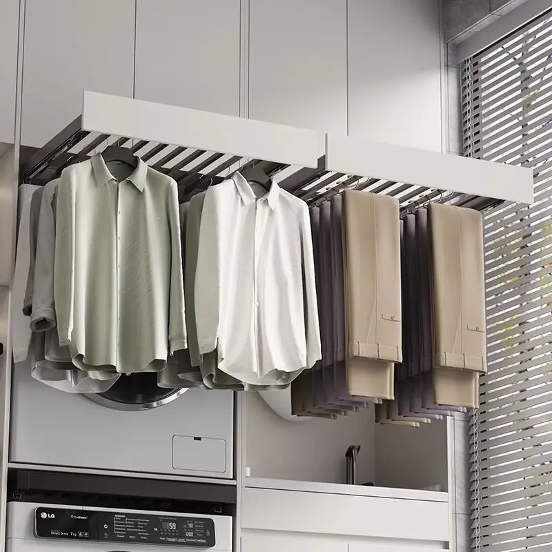 

Washing machine pull hanger, hidden telescopic invisible drying rack above balcony, pants rack, built-in storage slide