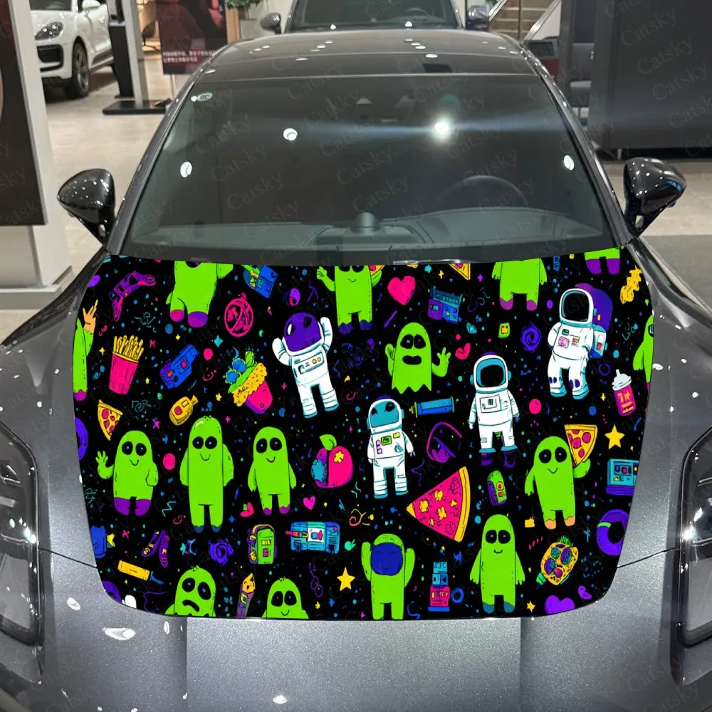 

Astronaut Cute Trend PVC Car Hood Wraps, Self-Adhesive Waterproof Car Bonnet Decal Sticker, Car Decoration Protection Stickers f